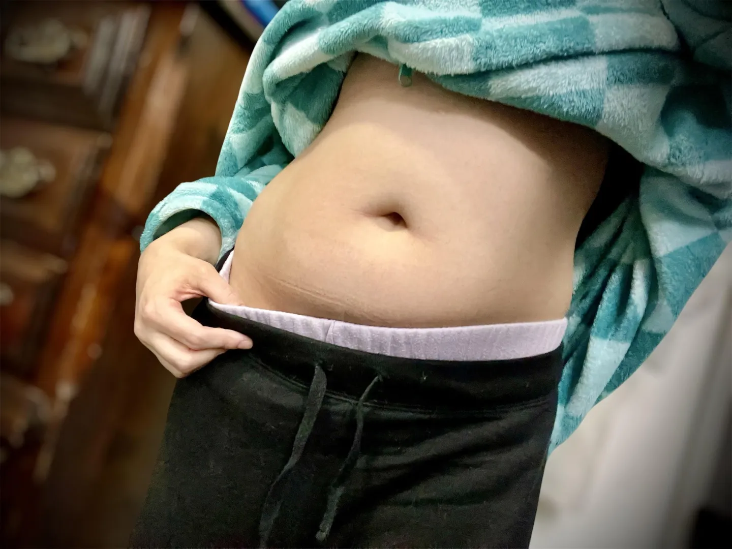 Morning belly button.