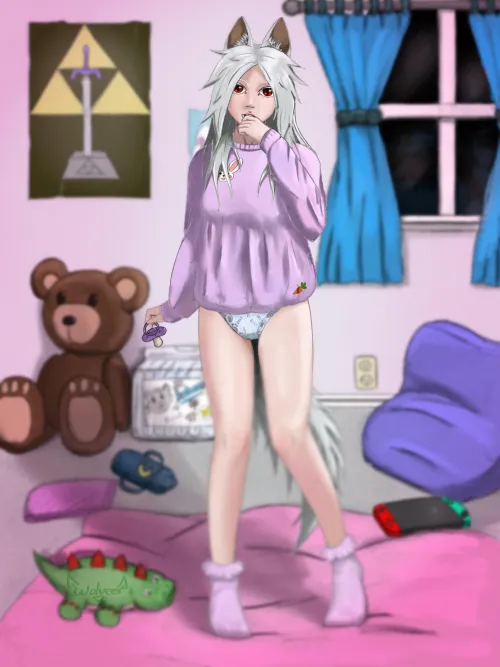 Tsuki the wolf girl (art by me)