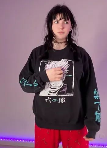 Wearing a gojo hoodie means you can't touch me ;3