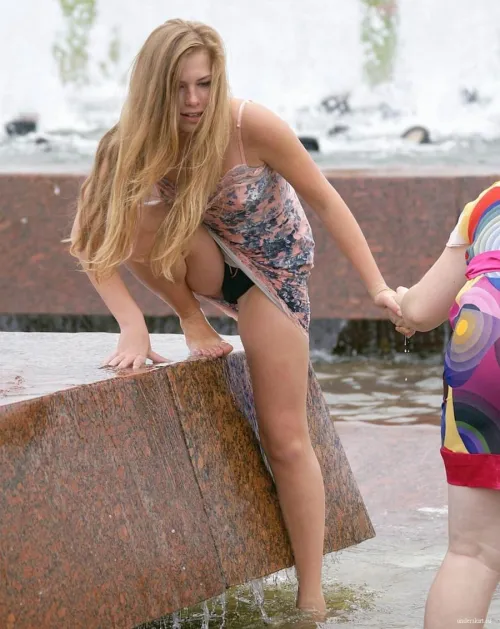 Oops, my skirt hiked up!