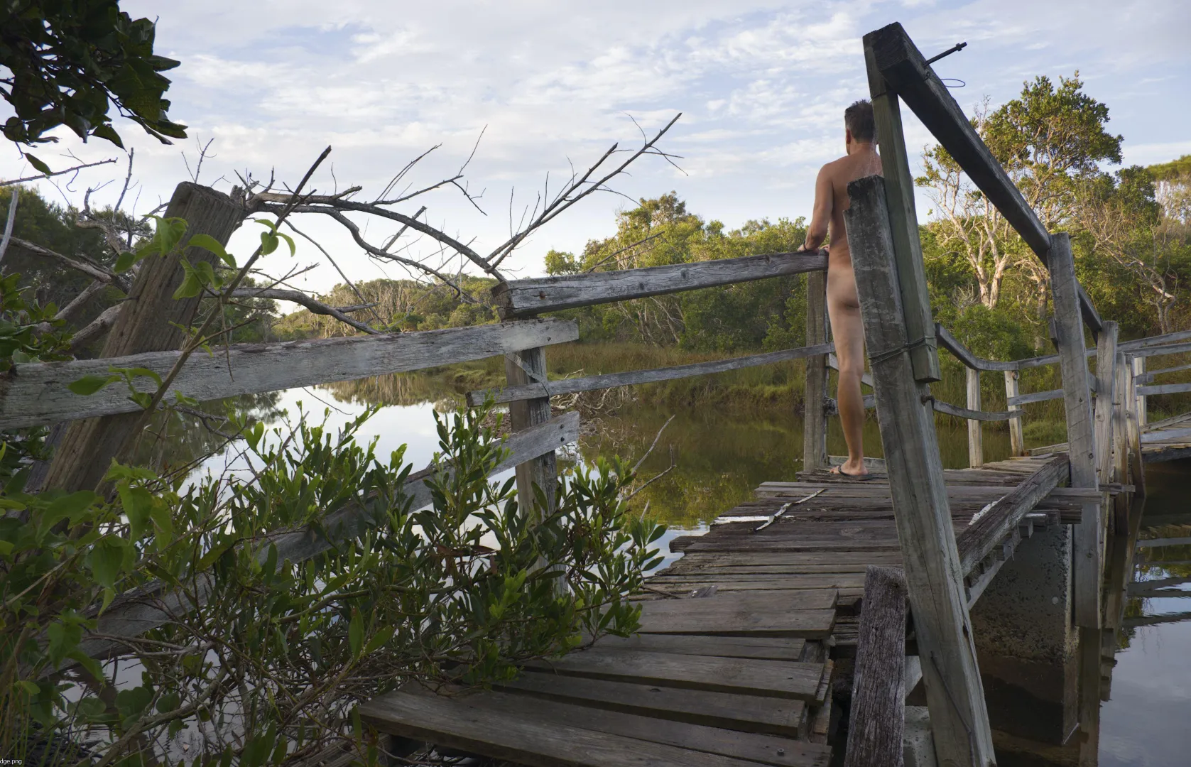 Pausing to enjoy the view from the bridge