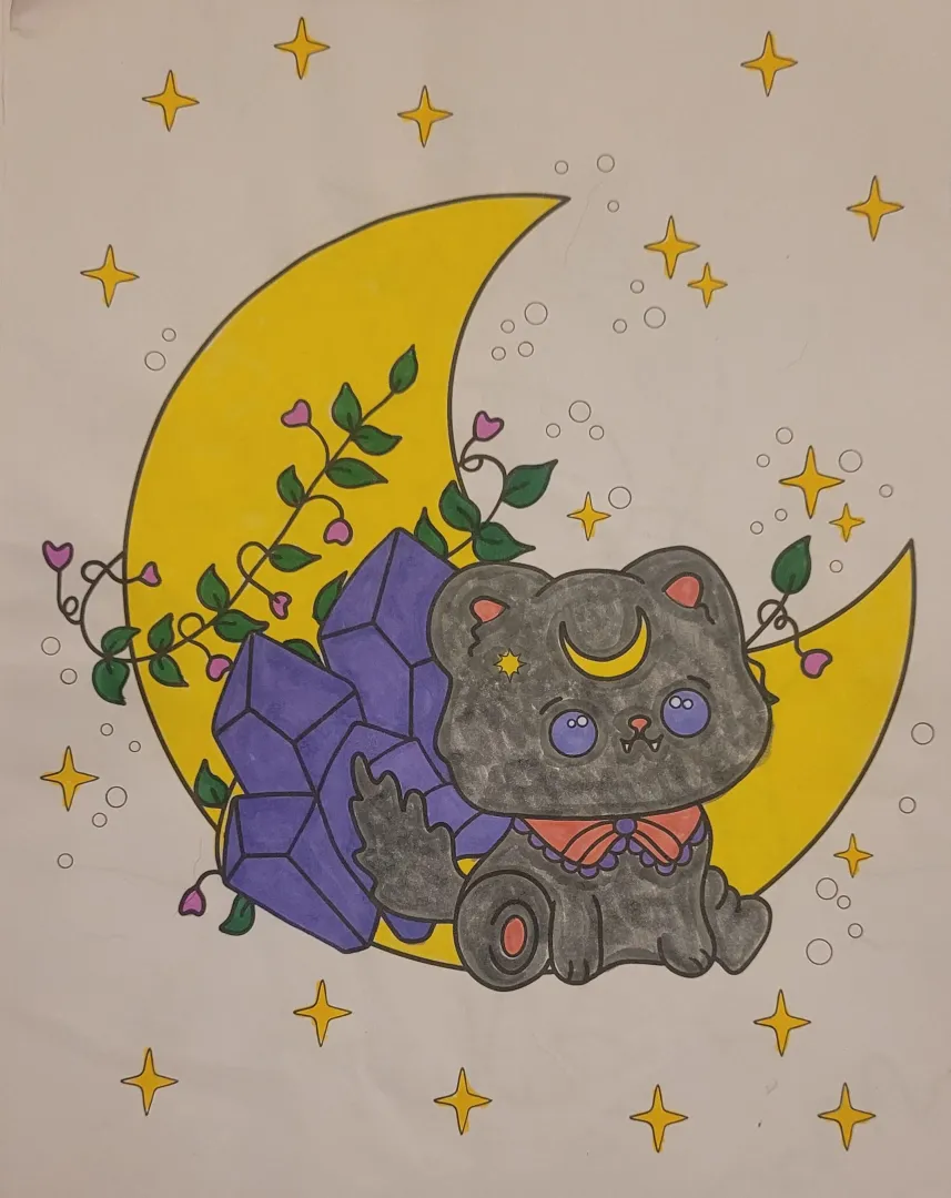 I love this coloring page. It's so witchy n cute
