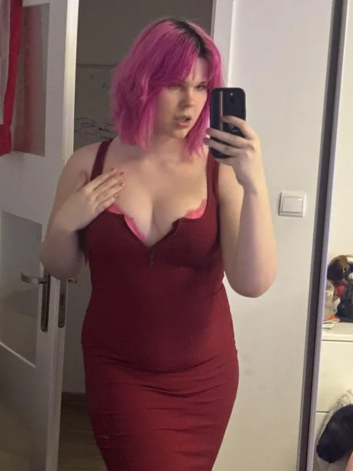 Clothed this time! With a tight dress, big boobies and a nice tummy :3