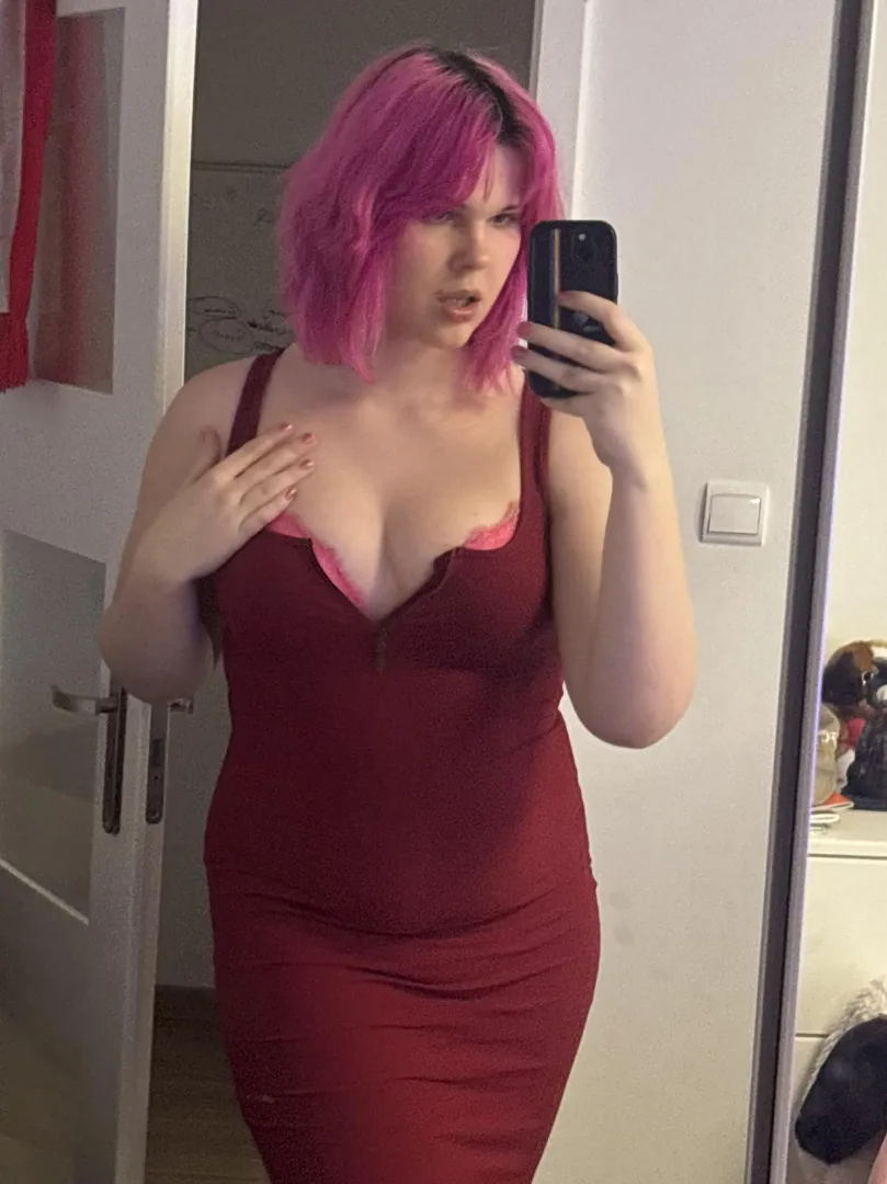 Clothed this time! With a tight dress, big boobies and a nice tummy :3