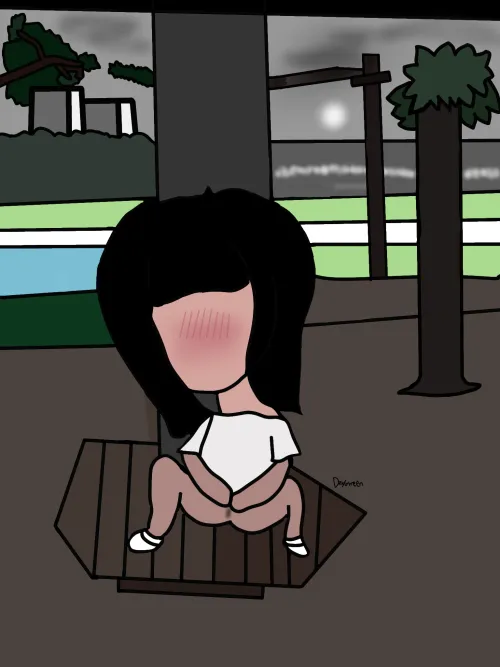 Drawn by me, nsfw girl in a park.