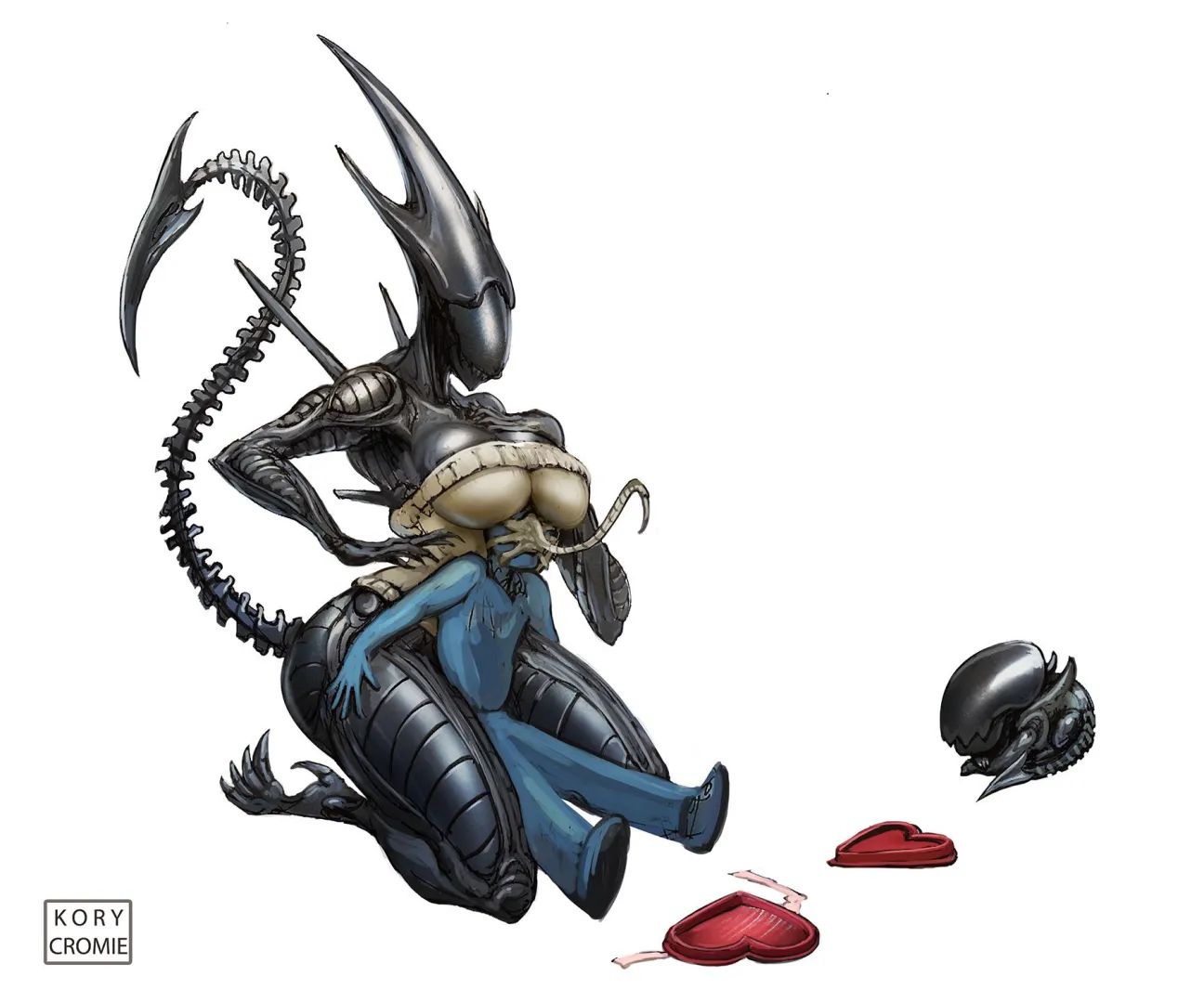 Xenomorph and her Valentine [MF] (TheGeniusFetus)
