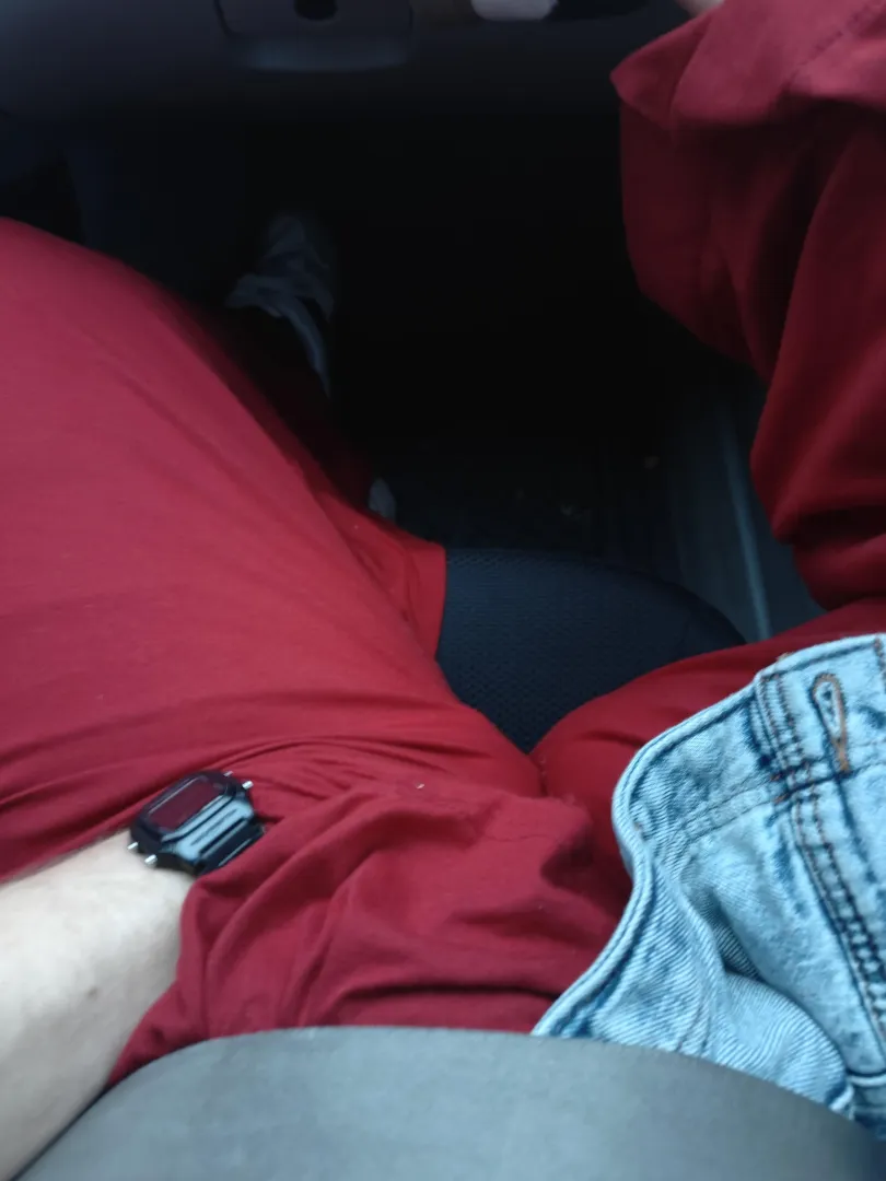 Attending to my wife in the car.