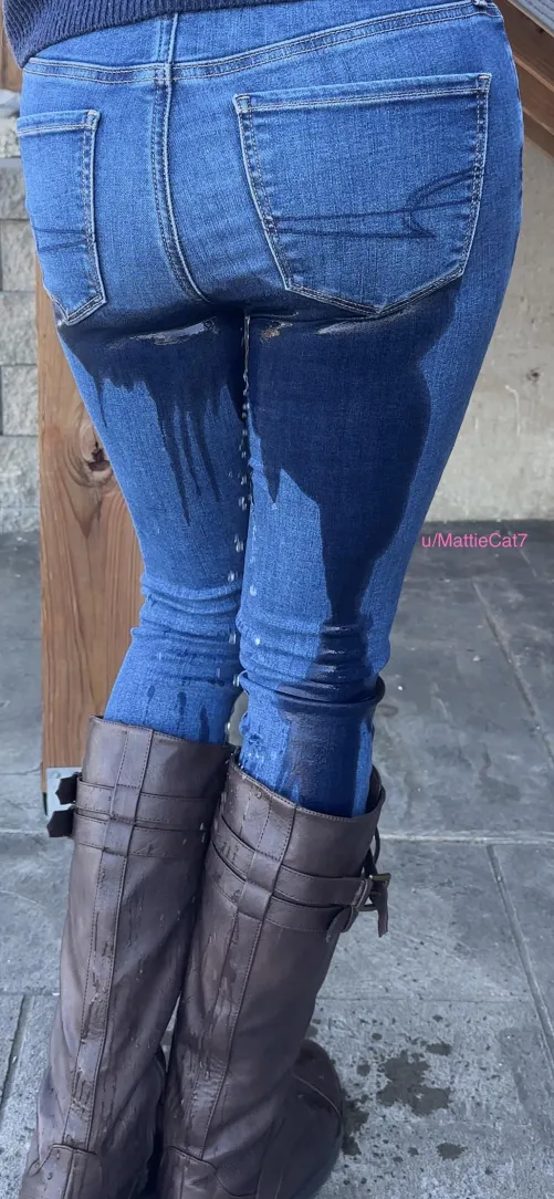 I’m absolutely flooding my jeans and boots