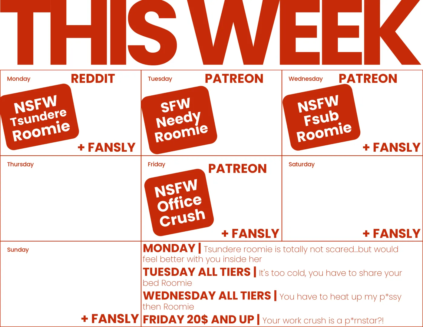 Roomies taking center stage in the first half of the week