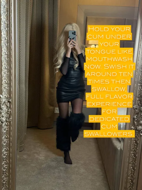 Swish your cum like mouthwash then swallow