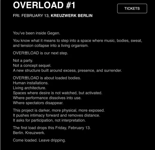 New event alert: Overload by Gegen at Kreuzwerk