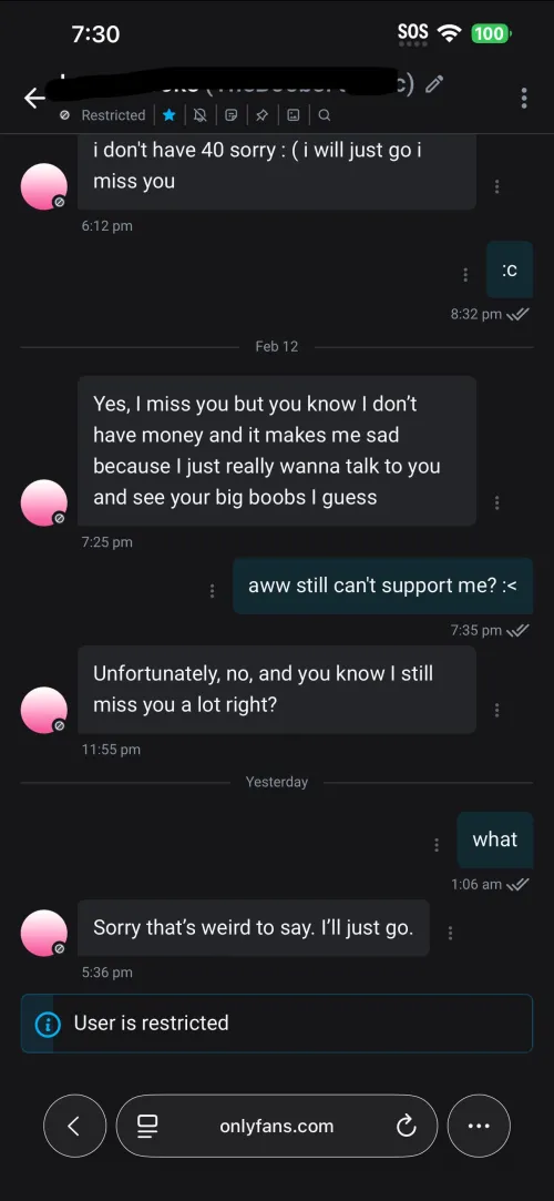 “i can’t see your boobs so now i’m soooo sad!!!!!” 