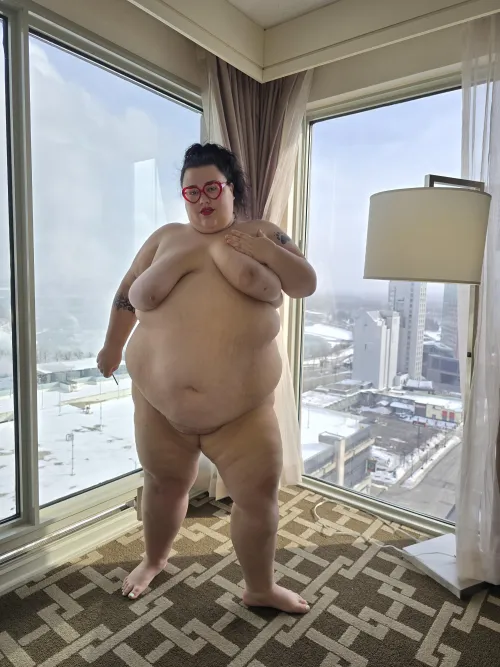 Just absolutely huge, my belly is so swollen with juicy fat.