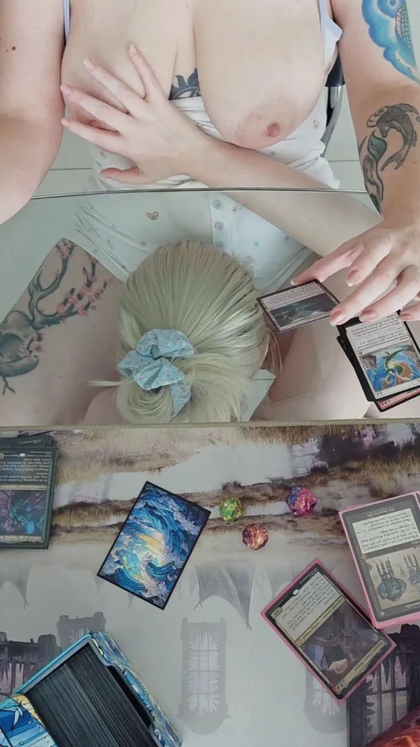 While she slides cards from the pack, I slide the panties to the side ♥️