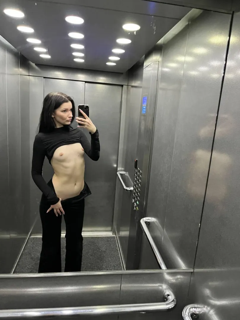 Bony cutie in the elevator