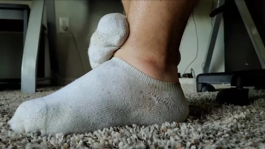 Post workout socked feet
