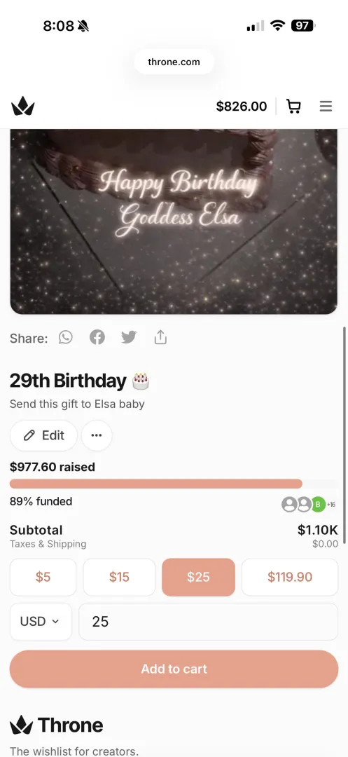 Birthday is almost fully funded!! Someone finish it off 