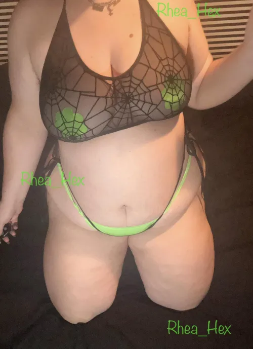 Lime green and spider web lace