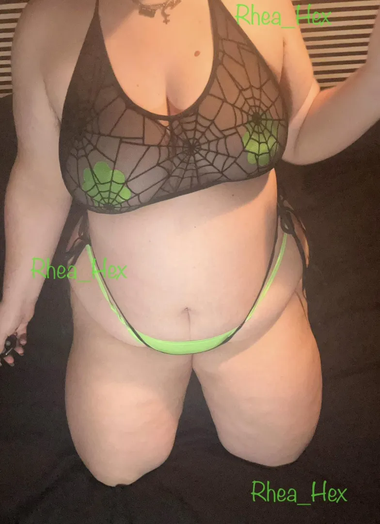 Lime green and spider web lace