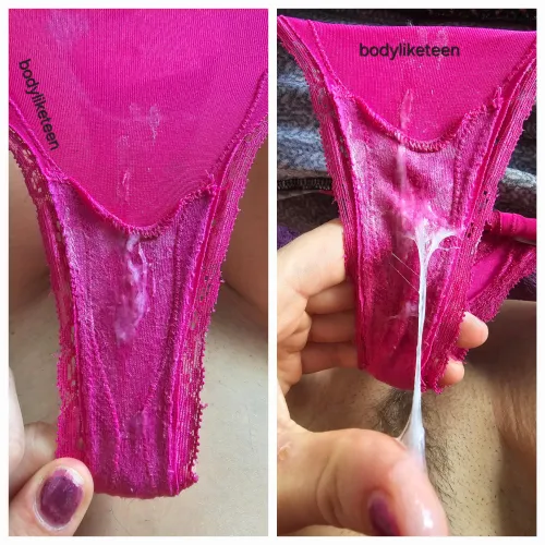 My panties when I got excited(left photo) and after orgasm(right photo)... too messy ?