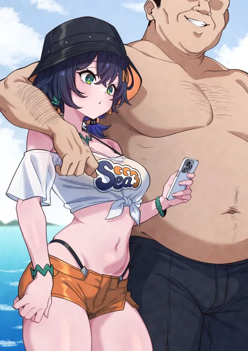 sub femboy doing public service by feeding hentai to middle aged guys until they shoot ropes~ (social in body text)