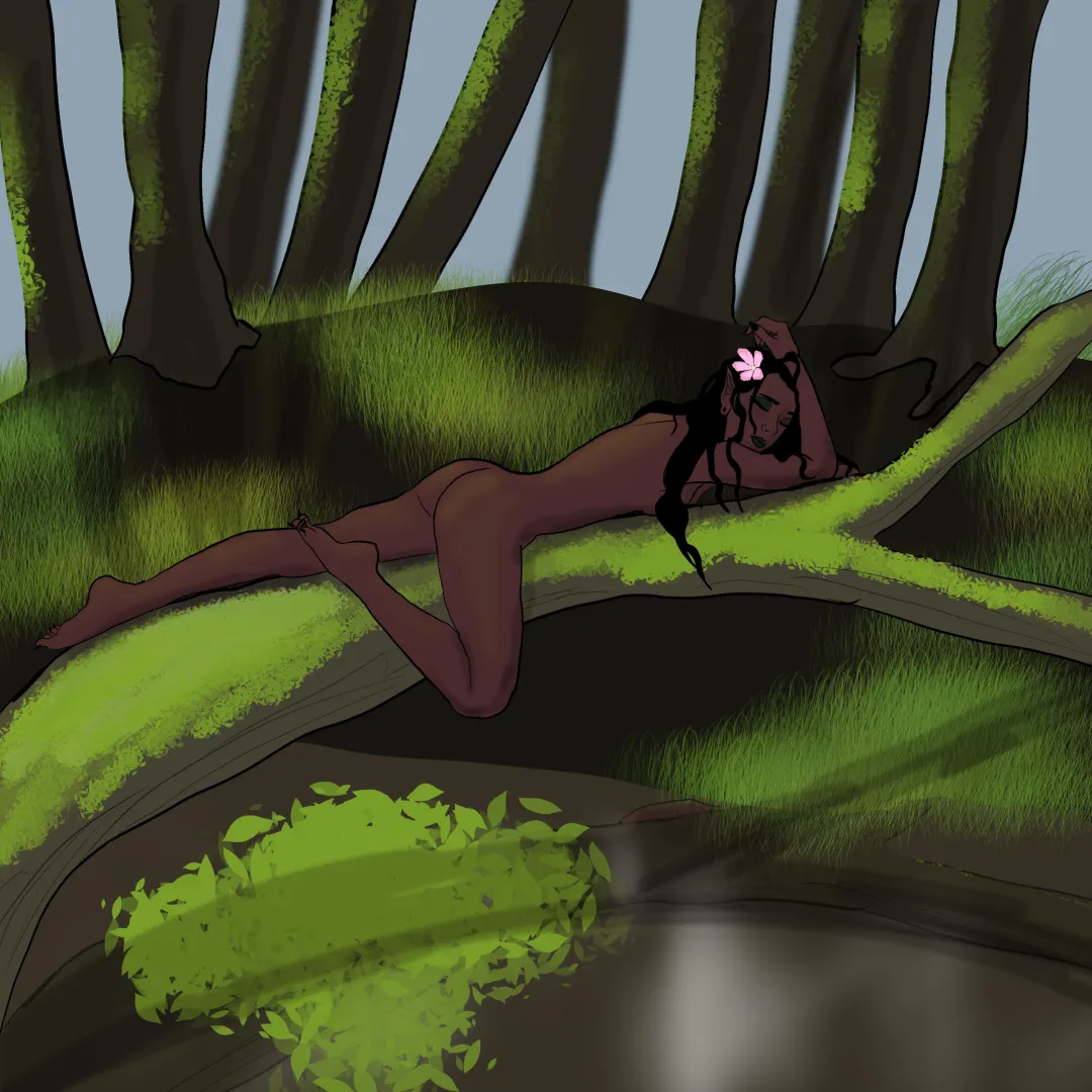 Elf Relaxing On A Branch by Me [OC]