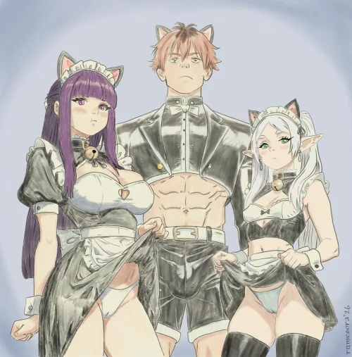 Frieren at the Cat Maid Cafe [by me]