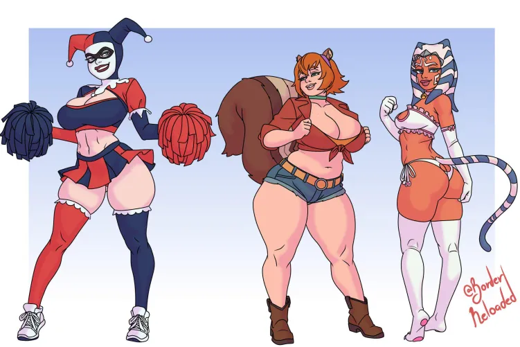 Harley Quinn, Squirrel Girl, Ahsoka Tano