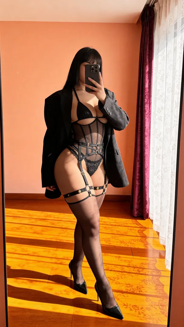 lingerie noir hugging my body in quiet temptation