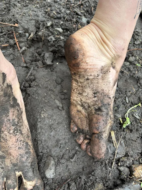 Squished my feet in the mud 