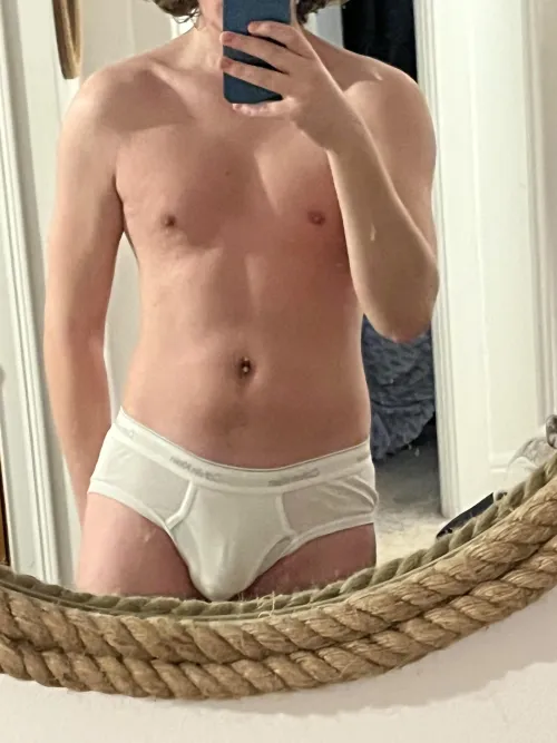 Tighty whities on, all ready for bed