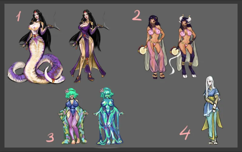 Monster girl design - what character do you like more? by Paleoman Studio