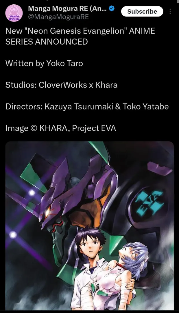 New Neon Genesis Evangelion anime project announced - story written by Yoko Taro (Nier Automata director)