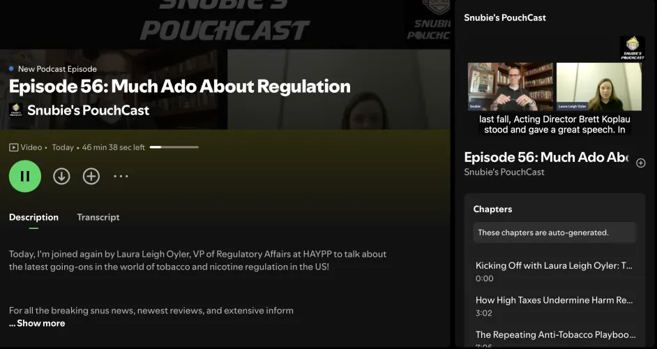 New podcast episode about snus, nicotine pouches, and regulation
