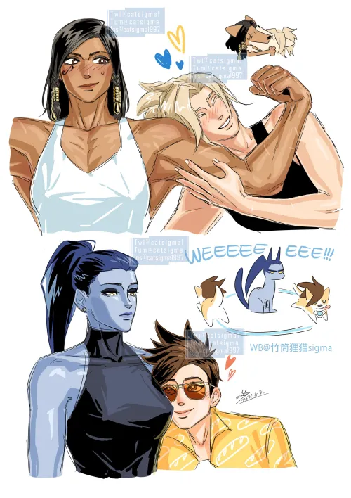 Pharmercy and Widowtracer (@Catsigma1) [Overwatch]
