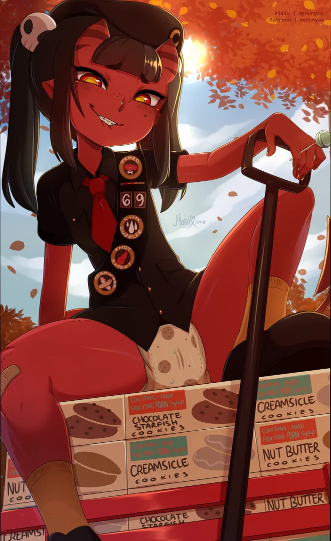 (art by Merunyaa) ''Selling cookies..''