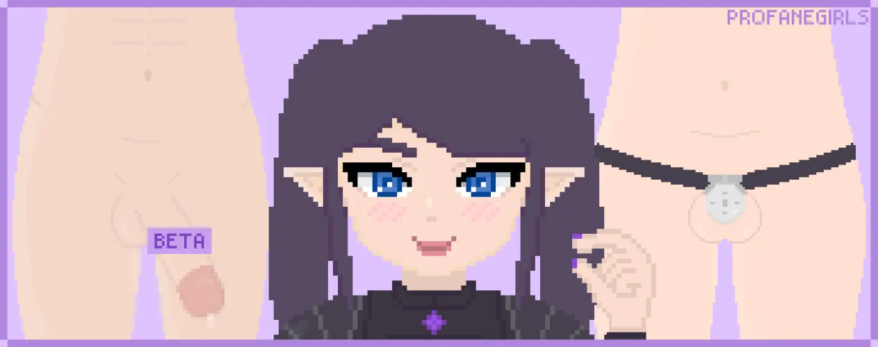 Lily humiliating her sub while he's locked in chastity  (training pixel art to gamedev)