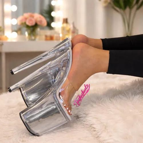 Pretty White Pedi in some 8” Pleasers