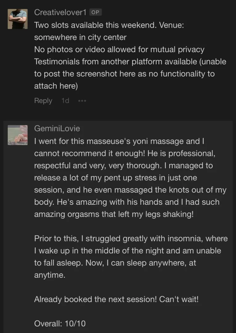 Repost: Experienced tantric practitioner available for yoni / flower bud therapy - an unimaginable experience (free, no cost)