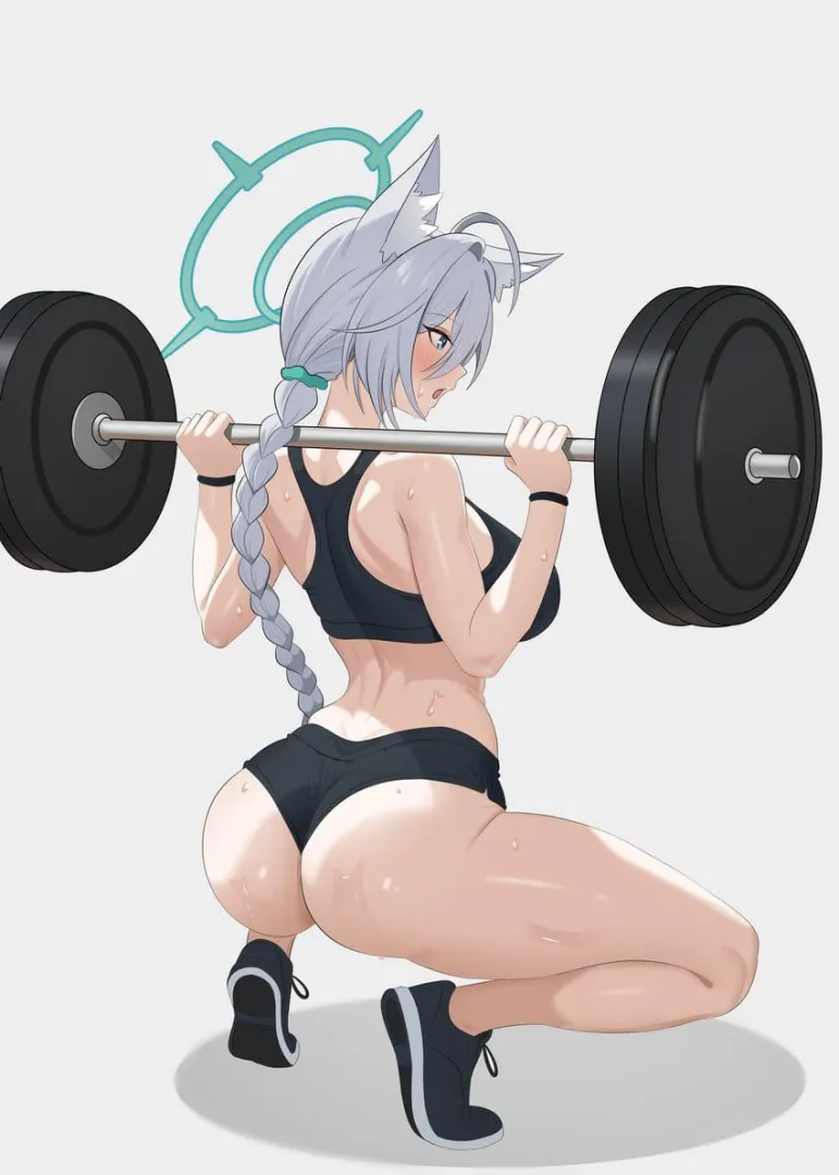 Sweaty Shiroko Terror Doing Squats [Blue Archive]