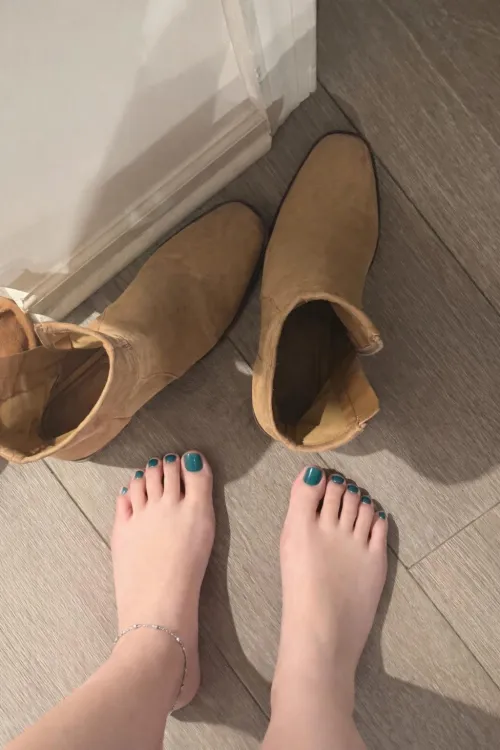 Who thinks I should put my boots back on?