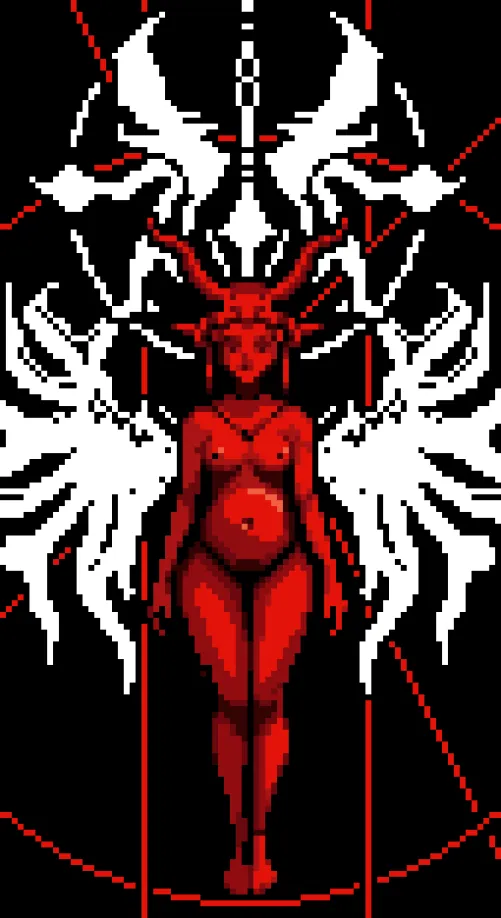 WIP of my pixel art challenge of the day (villian)... the mother of the Antichrist maybe