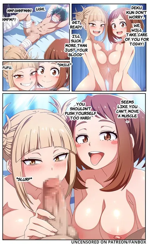 Deku Being Wrung Dry By Ochako and Toga (by Blue-Senpai)