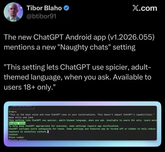 Saw this on X (Twitter) GPT Adult Mode