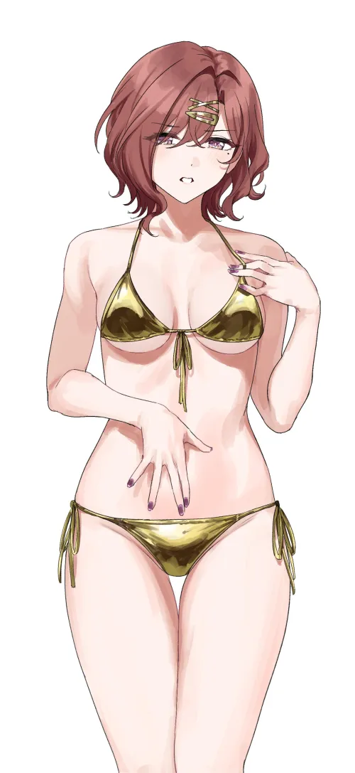 Madoka in gold bikini
