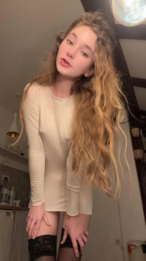 My tank top is a little thin today. And Im not wearing no bra