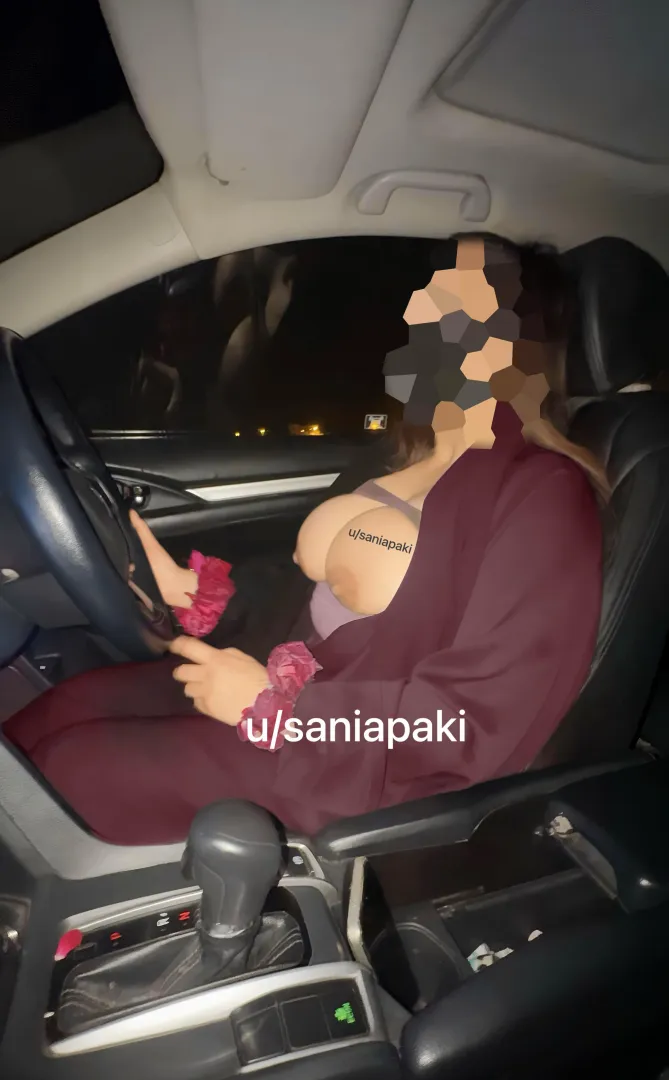 Tits out while driving in abaya in 