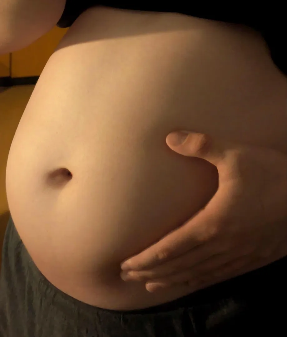 I feel gigantic. My gut is so close to bursting