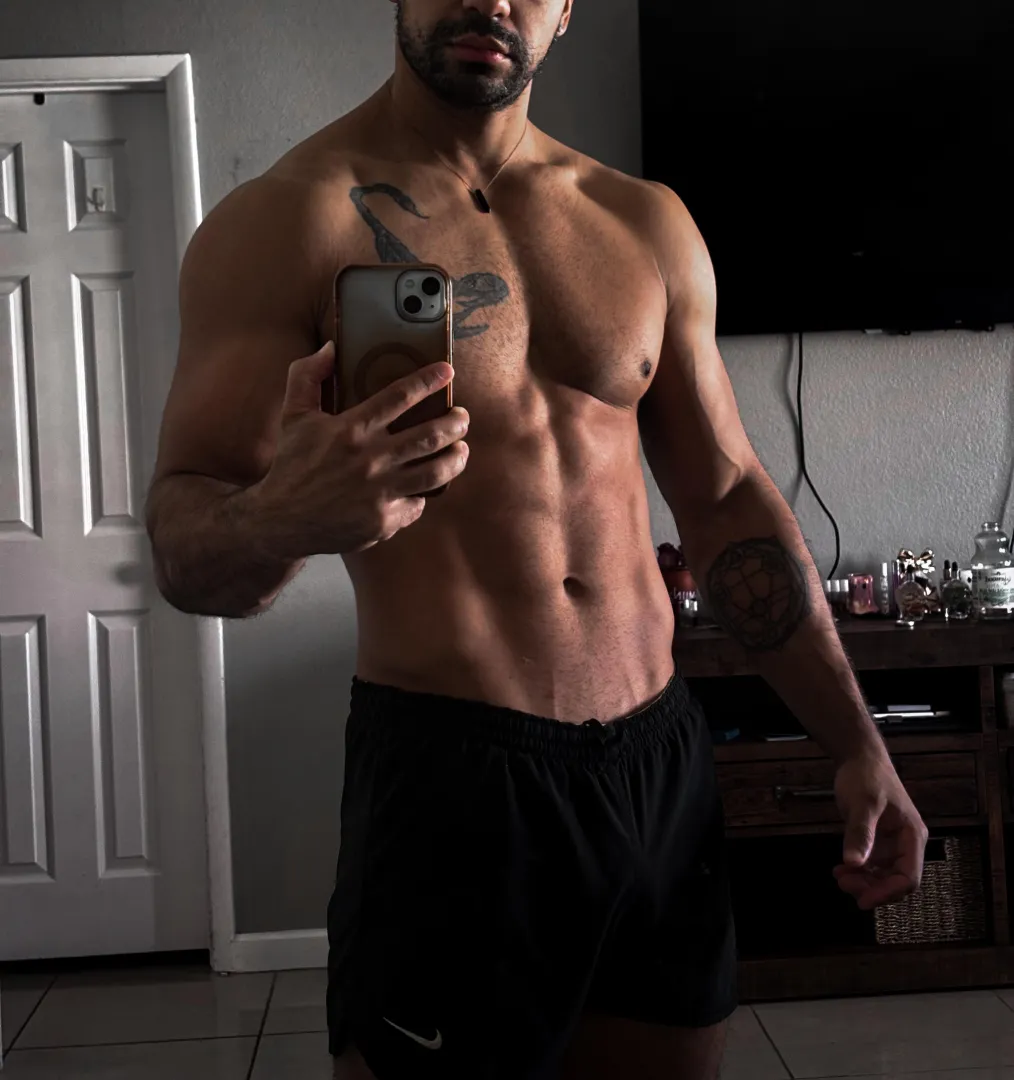 You licking the abs?