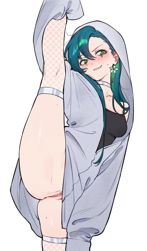 Best part about wearing a long hoodie? No one knows there's nothing under (Qiandaiyiyu)